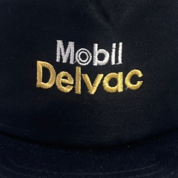Mobil Delvac Adjustable Baseball Hat Black Embroidered Logo Strap Back Cap - Picture 3 of 7